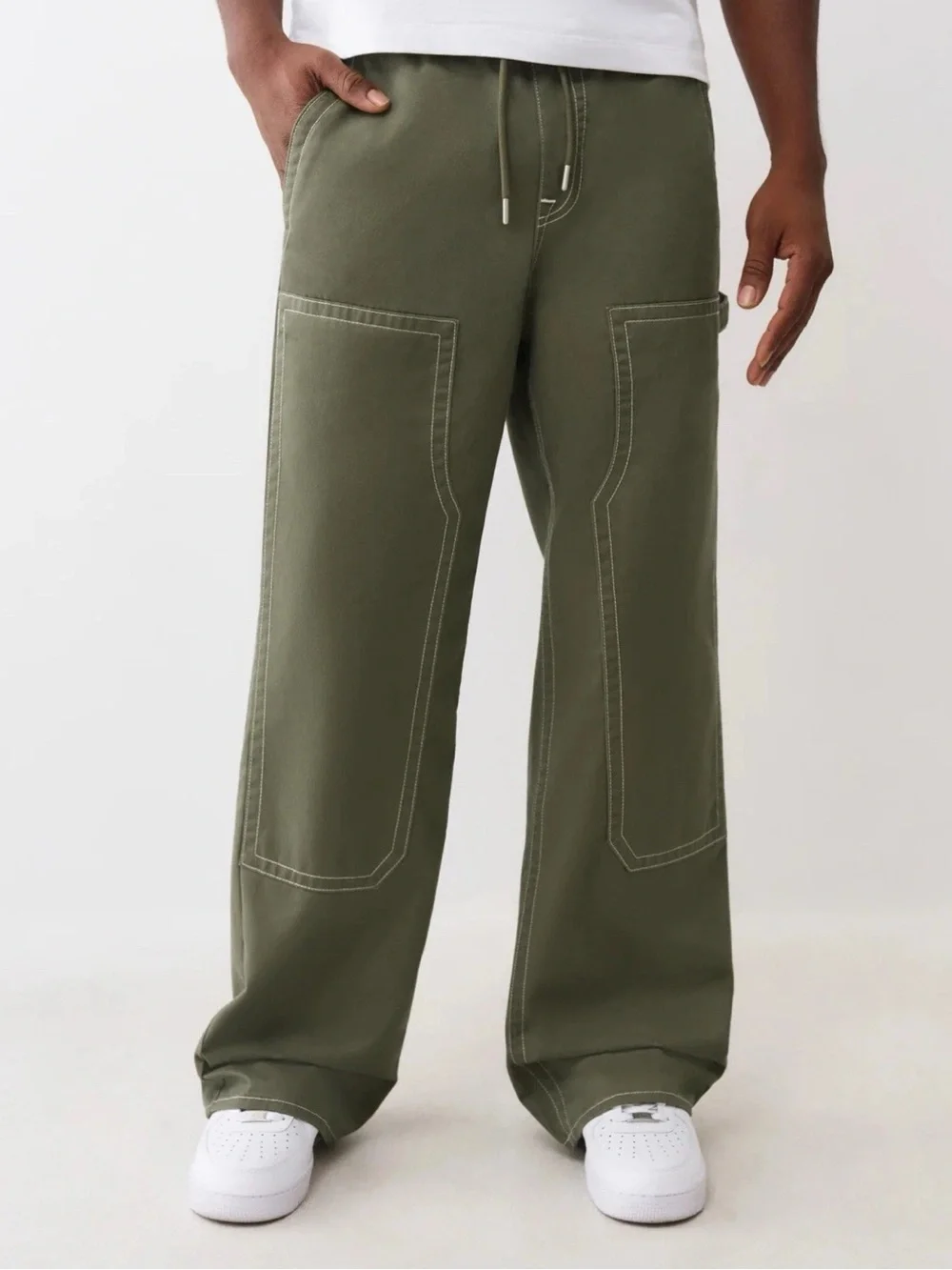 True Religion Twill Carpenter SN Vinny Pant Kalamata Olive 701031 Sz 36X32